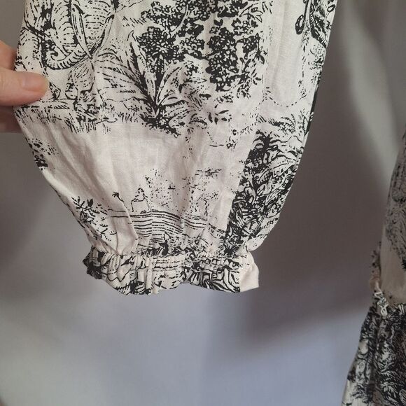 Olivaceous Womens Milkmaid Dress Toile Print Linen Cottagecore Small - Picture 7 of 13